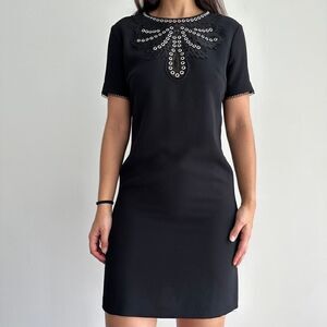 The Kooples black applique a line shift dress